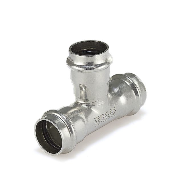 Трехраструбный пресс-тройник 42*22*42mm из нержавеющей стали ZEISSLER